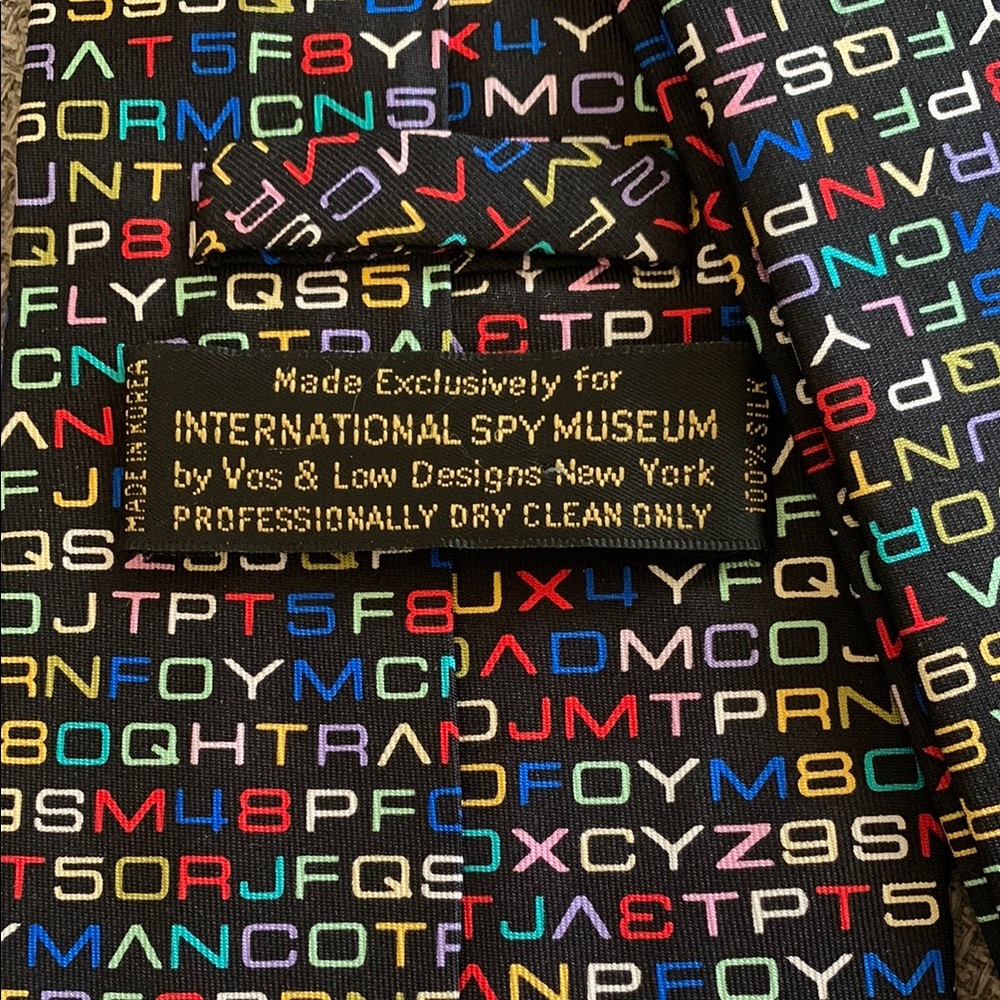 International Spy Museum Secret Encrypted Code Silk Neck Tie - Picture 2 of 3